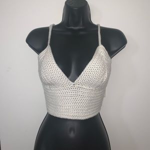 White Crocheted Halter Top